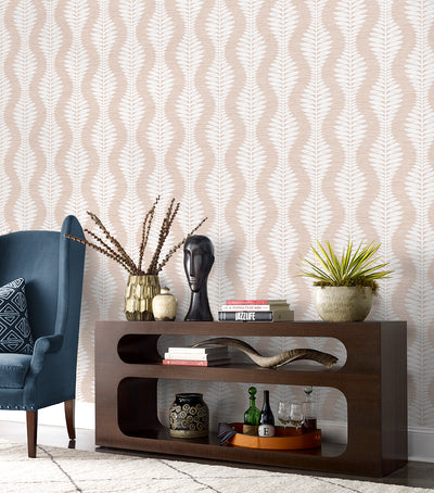 product image for Carina Leaf Ogee Wallpaper in Blush 77