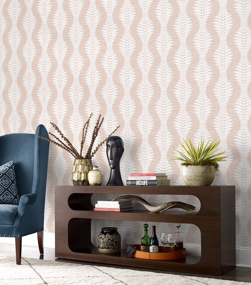 media image for Carina Leaf Ogee Wallpaper in Blush 241