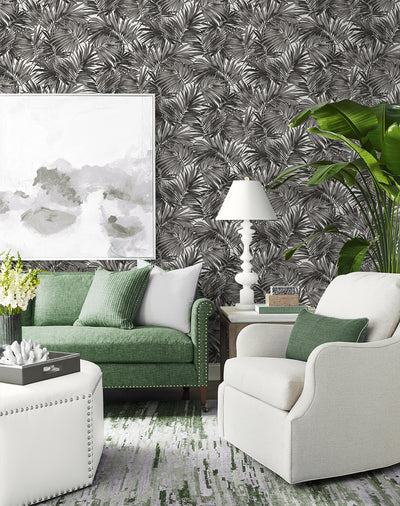 product image for Cordelia Tossed Palms Wallpaper in Onyx 44