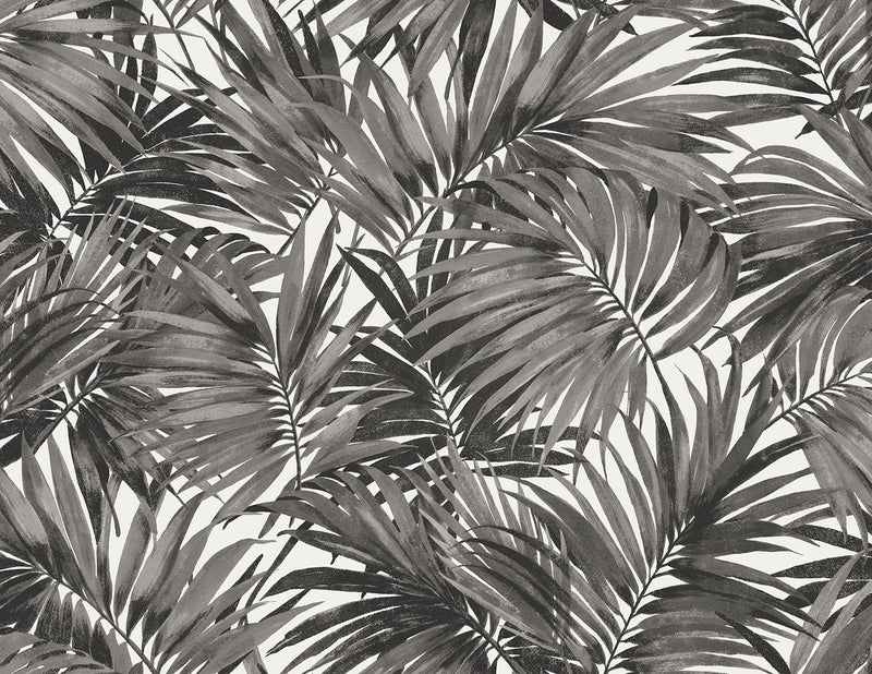 media image for Cordelia Tossed Palms Wallpaper in Onyx 238