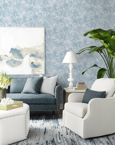 product image for Cordelia Tossed Palms Wallpaper in Blue Shale 75