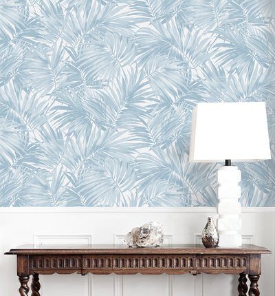 product image for Cordelia Tossed Palms Wallpaper in Blue Shale 22