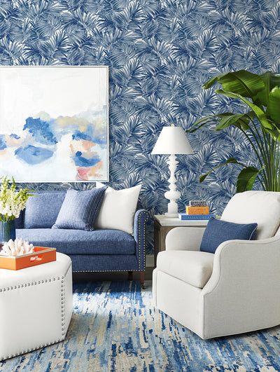 product image for Cordelia Tossed Palms Wallpaper in Pacific Blue 8