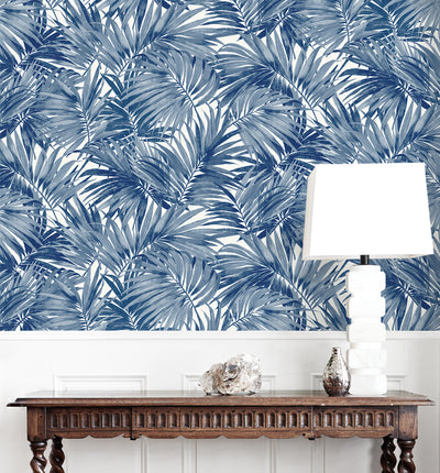 product image for Cordelia Tossed Palms Wallpaper in Pacific Blue 21