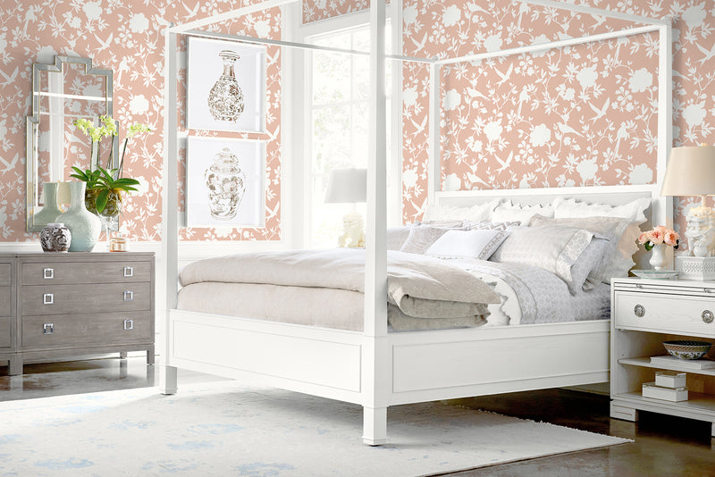 media image for Kauai Bird Toile Wallpaper in Peach Petal 244