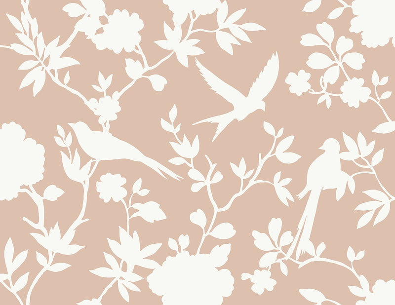 media image for Kauai Bird Toile Wallpaper in Peach Petal 289