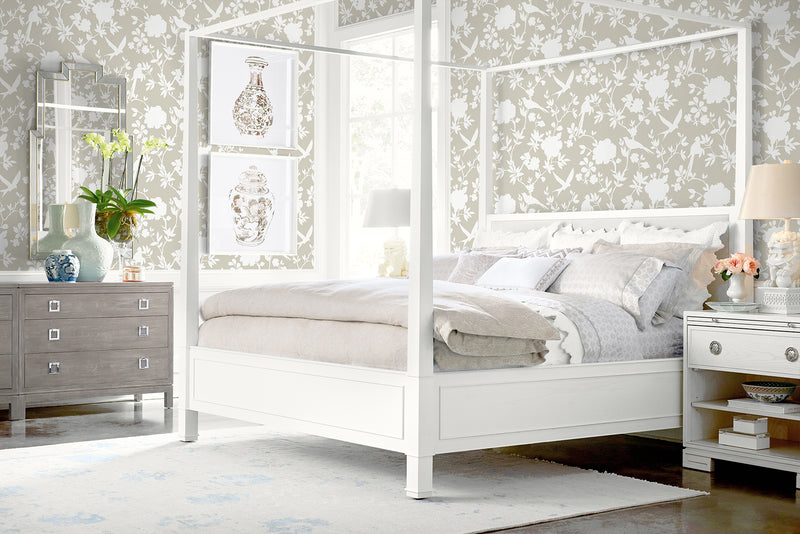 media image for Kauai Bird Toile Wallpaper in Argos Grey 218