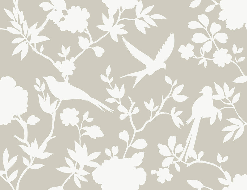 media image for Kauai Bird Toile Wallpaper in Argos Grey 259