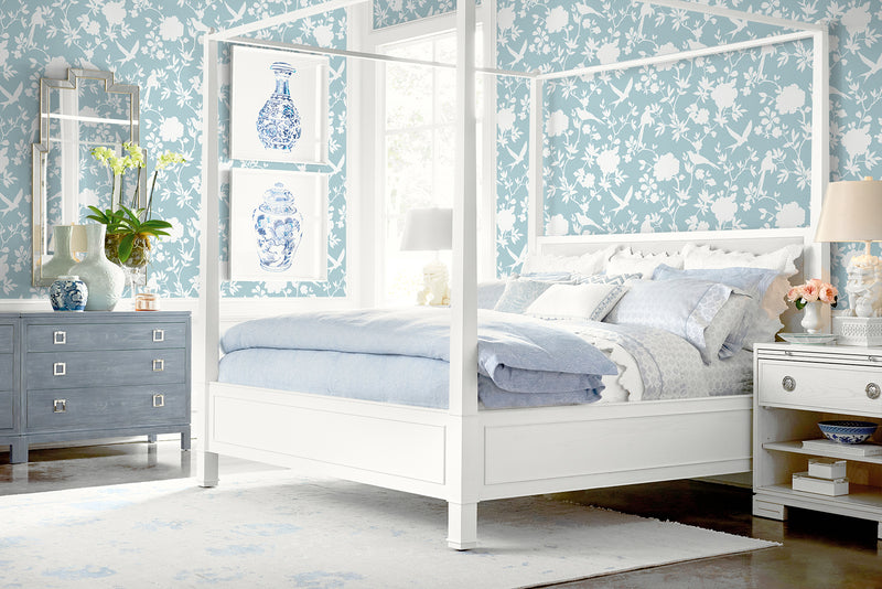 media image for Kauai Bird Toile Wallpaper in Hampton Blue 236