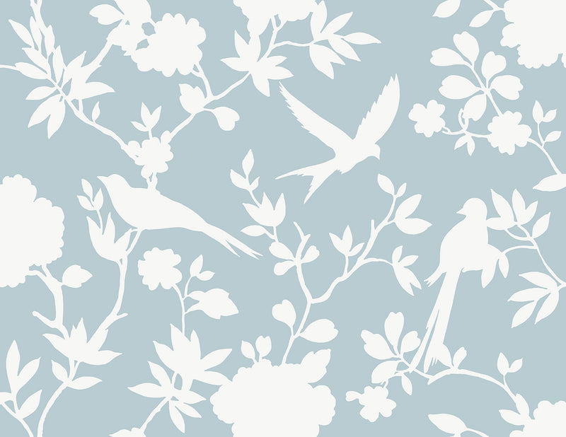 media image for Kauai Bird Toile Wallpaper in Hampton Blue 298