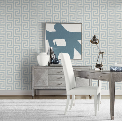 product image for Luna Retreat Greek Key Wallpaper in Skylight 81