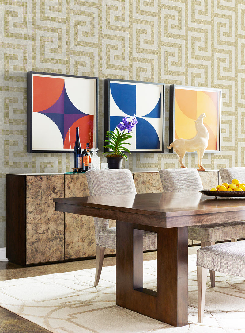 media image for Luna Retreat Greek Key Wallpaper in Golden 257