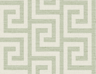 product image of Luna Retreat Greek Key Wallpaper in Green Ivy 517