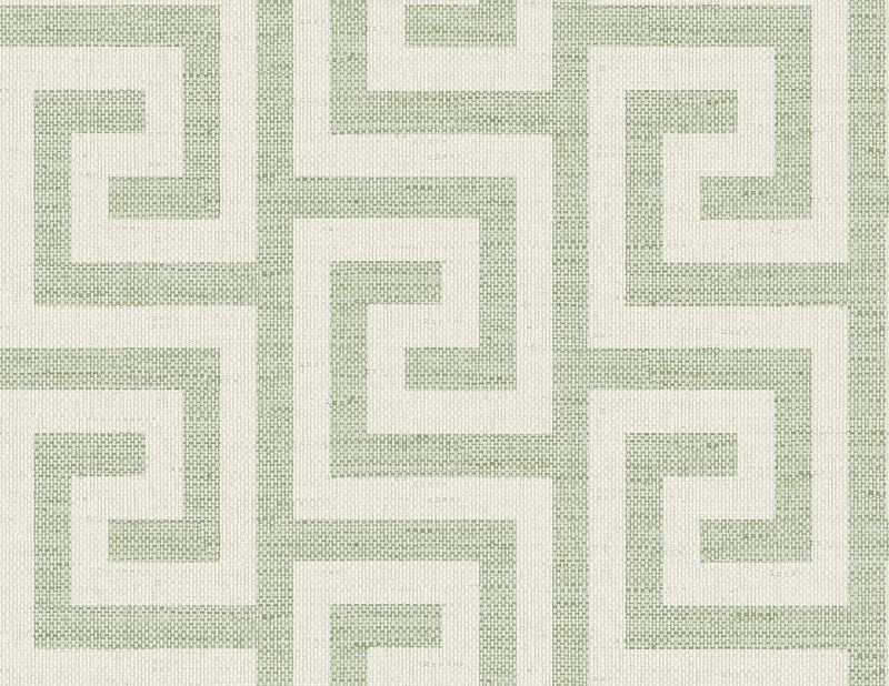 media image for Luna Retreat Greek Key Wallpaper in Green Ivy 290