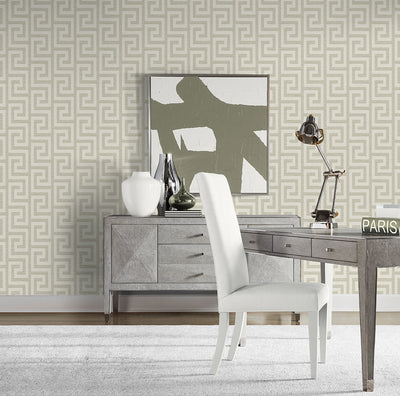 product image for Luna Retreat Greek Key Wallpaper in Pavestone 54