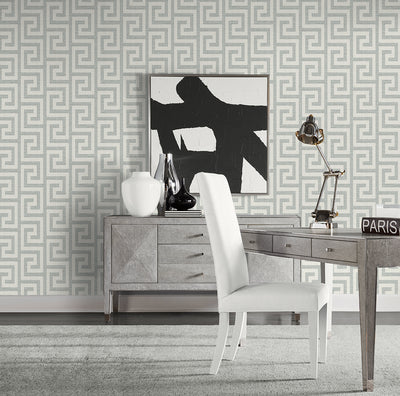 product image for Luna Retreat Greek Key Wallpaper in Pewter 41