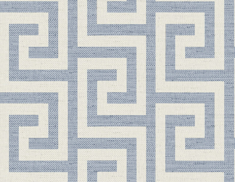 media image for Luna Retreat Greek Key Wallpaper in Blue Lake 252