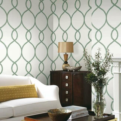 product image for Laurel Leaf Ogee Wallpaper in Green from the Ronald Redding 24 Karat Collection by York Wallcoverings 19