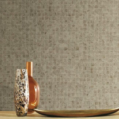 product image for Leather Lux Wallpaper in Beige from the Traveler Collection by Ronald Redding 1