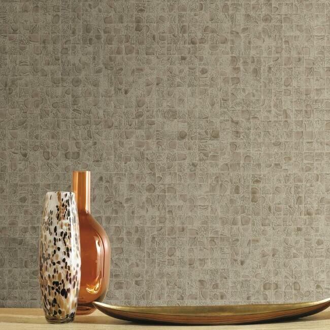 media image for Leather Lux Wallpaper in Beige from the Traveler Collection by Ronald Redding 24