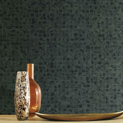 product image for Leather Lux Wallpaper in Dark Green from the Traveler Collection by Ronald Redding 72