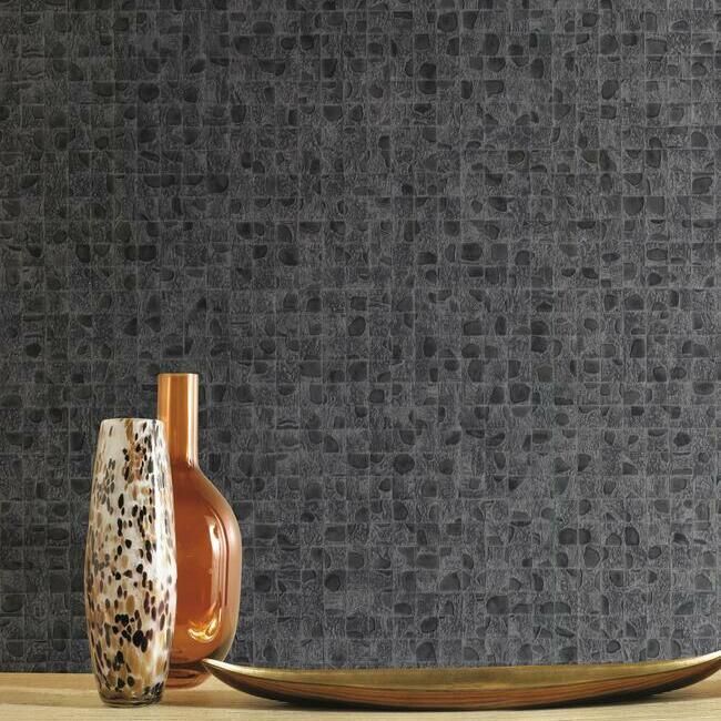 media image for Leather Lux Wallpaper in Grey from the Traveler Collection by Ronald Redding 240