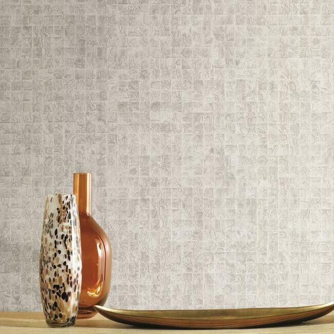 media image for Leather Lux Wallpaper in Off-White from the Traveler Collection by Ronald Redding 284