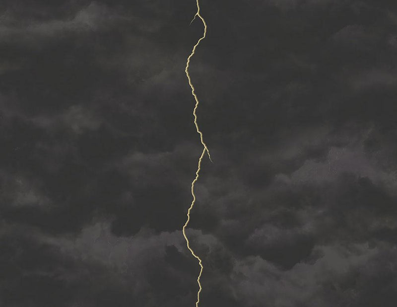 media image for Lightning Wallpaper in Gunmetal, Silver, and Black from the Aerial Collection by Mayflower  271