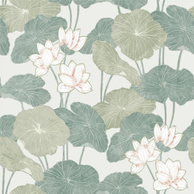 product image for Lily Pad Peel & Stick Wallpaper in Beige and Green by RoomMates for York Wallcoverings 25