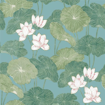 product image for Lily Pad Peel & Stick Wallpaper in Blue and Green by RoomMates for York Wallcoverings 48