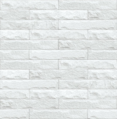 product image of Limestone Brick Peel-and-Stick Wallpaper in Eggshell and Grey by NextWall 590