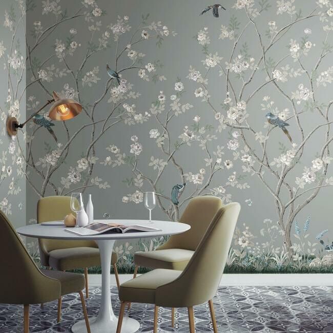 media image for Lingering Garden Wall Mural in Grey from the Murals Resource Library by York Wallcoverings 270