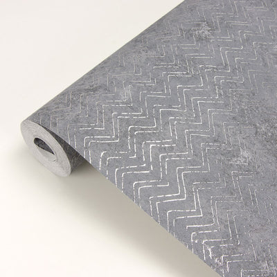 product image for Luna Distressed Chevron Wallpaper in Pewter from the Polished Collection by Brewster Home Fashions 2