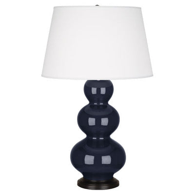 product image for triple gourd midnight blue glazed ceramic table lamp by robert abbey ra mb43x 3 86