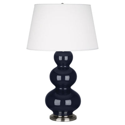 product image for triple gourd midnight blue glazed ceramic table lamp by robert abbey ra mb43x 2 77