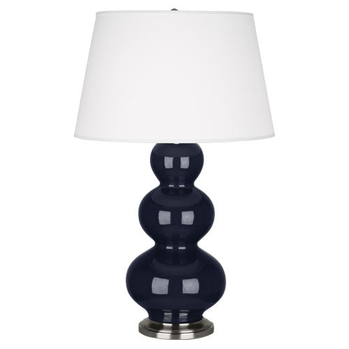 media image for triple gourd midnight blue glazed ceramic table lamp by robert abbey ra mb43x 2 219