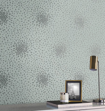 product image for Petite Leaves Wallpaper in Spa/Silver from the Modern Metals Second Edition 67