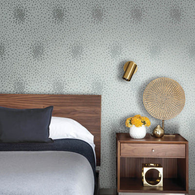 product image for Petite Leaves Wallpaper in Spa/Silver from the Modern Metals Second Edition 27