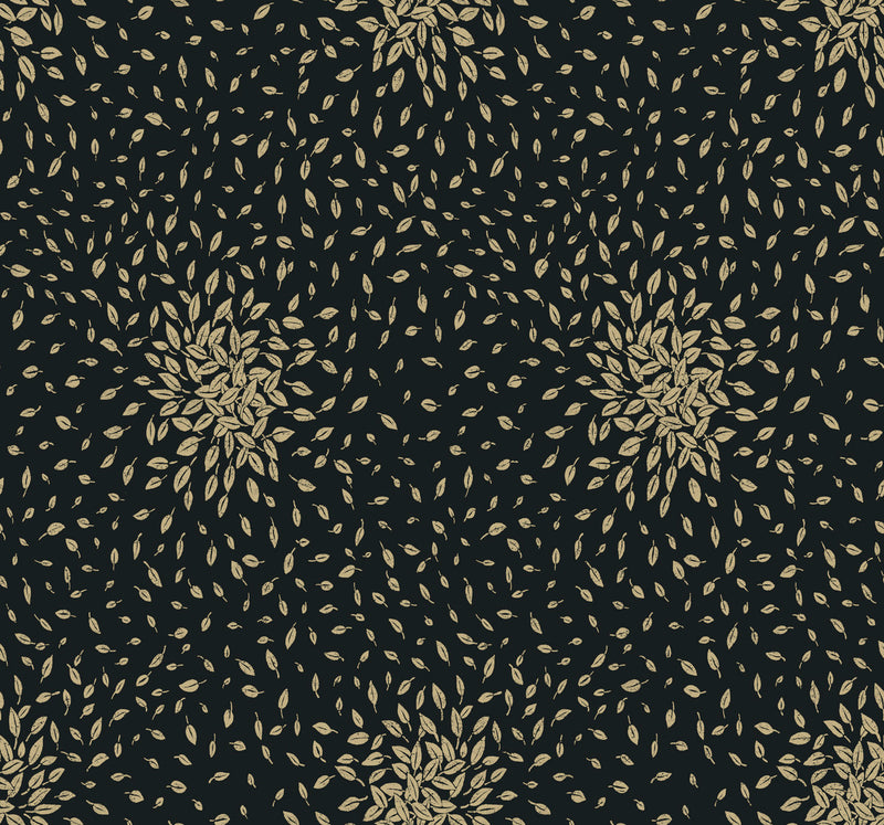 media image for Petite Leaves Wallpaper in Black/Gold from the Modern Metals Second Edition 266