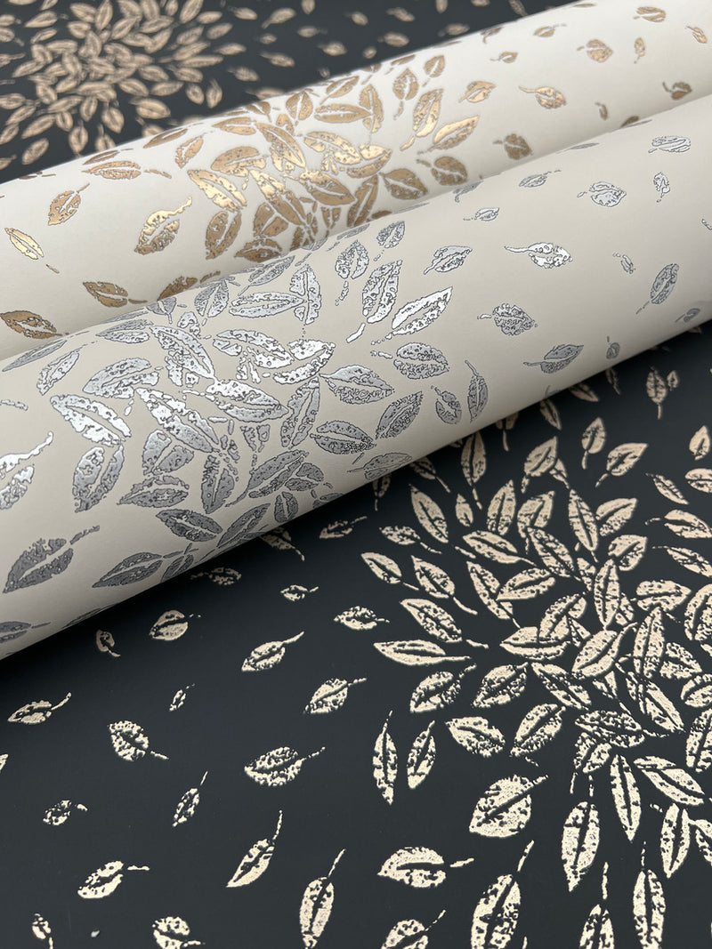 media image for Petite Leaves Wallpaper in Beige/Silver from the Modern Metals Second Edition 220