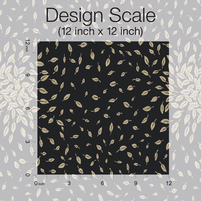 media image for Petite Leaves Wallpaper in Black/Gold from the Modern Metals Second Edition 299