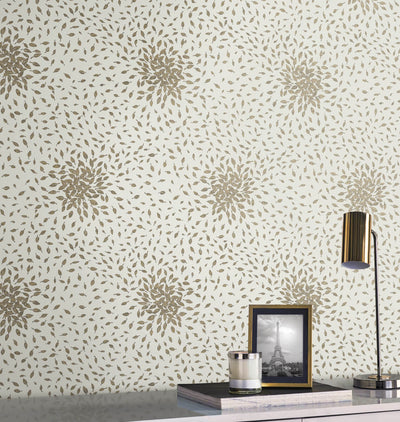 product image for Petite Leaves Wallpaper in Cream/Gold from the Modern Metals Second Edition 11