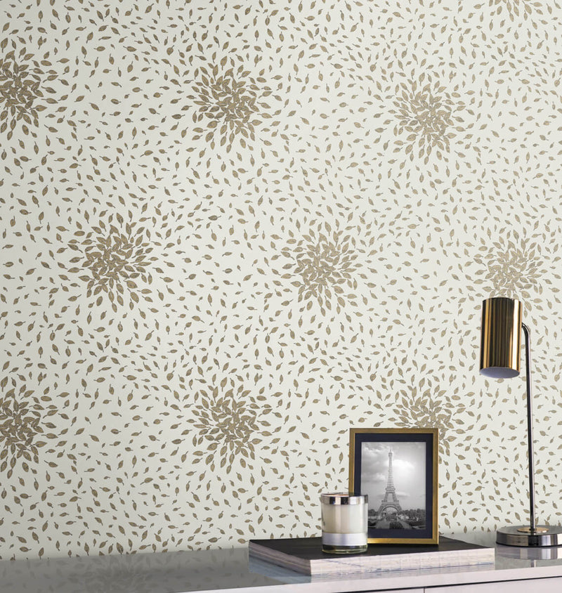 media image for Petite Leaves Wallpaper in Cream/Gold from the Modern Metals Second Edition 273