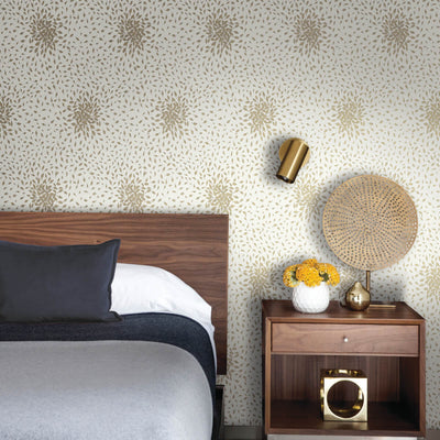 product image for Petite Leaves Wallpaper in Cream/Gold from the Modern Metals Second Edition 74