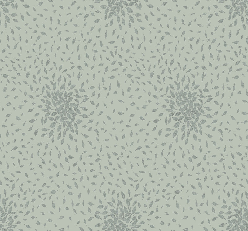 media image for Petite Leaves Wallpaper in Eucalyptus/Silver from the Modern Metals Second Edition 286