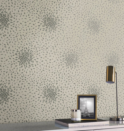 product image for Petite Leaves Wallpaper in Beige/Silver from the Modern Metals Second Edition 63