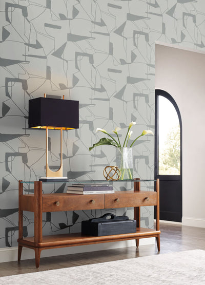 product image for Abstract Geo Wallpaper in Fog/Silver from the Modern Metals Second Edition 26