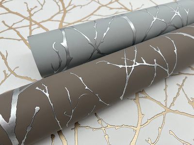 product image for Trees Silhouette Wallpaper in Mocha/Silver from the Modern Metals Second Edition 4