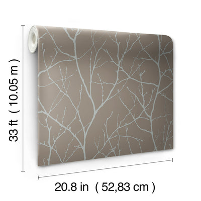 product image for Trees Silhouette Wallpaper in Mocha/Silver from the Modern Metals Second Edition 14