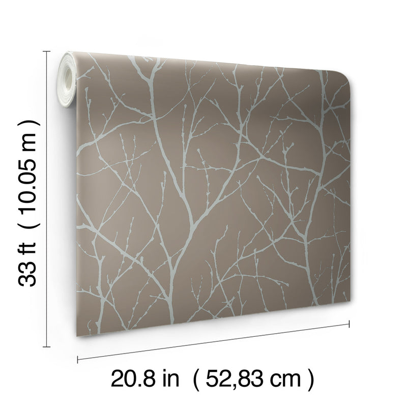 media image for Trees Silhouette Wallpaper in Mocha/Silver from the Modern Metals Second Edition 295